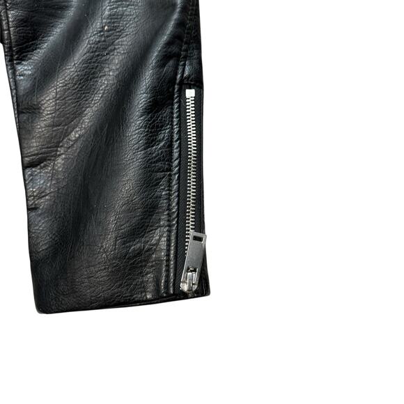 H&M Black Vegan Leather Moto Jacket Short Women's 14 Zippers Casual Faux Biker - Picture 5 of 8